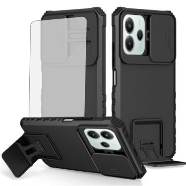 Imagem de Asuwish Capa de telefone para Xiaomi Redmi Note 14 4G com protetor de tela de vidro temperado e capa de câmera deslizante suporte suporte fino protetor móvel híbrido acessórios para celular Note14 G4