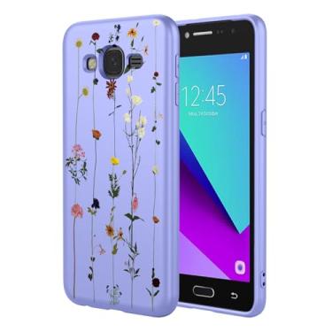 Imagem de KOARWVC Capa de telefone para Samsung Galaxy J2 Prime, Samsung G532 SM-G530 design bonito padrão de flor fina protetora macia TPU bumper capa de telefone para Samsung Galaxy J2 Prime roxo jardim