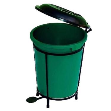Imagem de Lixeira Plástica em Suporte de Ferro com Pedal 15 Litros. - SANTA EDWI