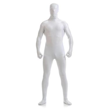 Imagem de Fantasia de macacão ATHX Spandex Halloween Cosplay para adultos branca