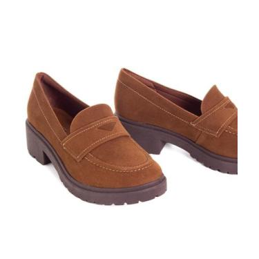 Imagem de Mocassim Feminino Quiz Salto Tratorado Caramelo, 35