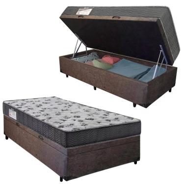 Imagem de Cama Box Baú Solteiro Suede + Colchão De Espuma D33 - SerenePrime - 88cm Marrom