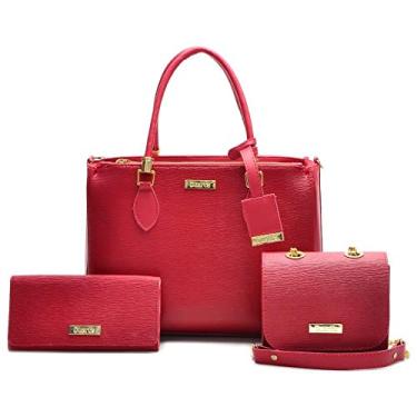 Imagem de Kit 2 Bolsas e Carteira Feminina Duart's Elegante Festa Vermelho