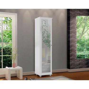 Imagem de Armário Organizador Multiuso 1 Porta Com  Espelho Marry Branco - Rede Móveis