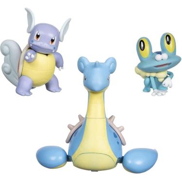 Imagem de Conjunto Pokémons Água: Froakie, Wartortle, Lapras - 3 unidades - Brinquedo Infantil
