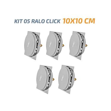 Imagem de Kit 05 Ralo Click Quadrado 10X10 Inox Veda Cheiro E Insetos