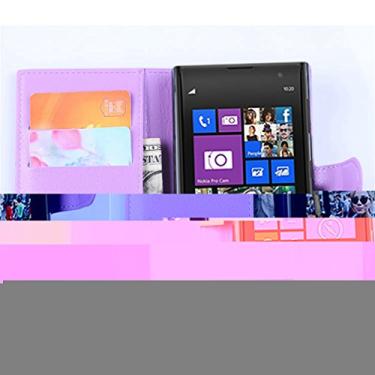 Imagem de Capa carteira para Microsoft Lumia 1020, capa carteira flip de couro PU premium com compartimento para cartão, suporte e fecho magnético [capa interna de TPU à prova de choque] compatível com