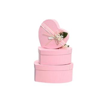 Imagem de HAISENGO 3 caixas em formato de coração para arranjo de flores, caixa de embrulho de presente de coração com tampa para presente caixa de presente de doces para presentes, caixas florais, batom,