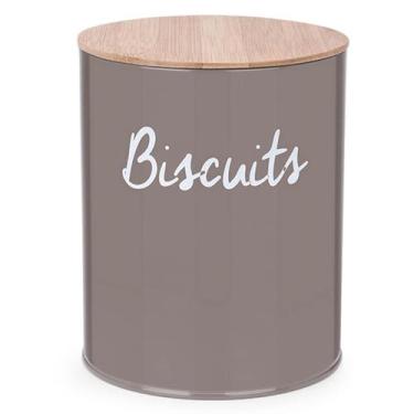 Imagem de Pote Biscuits Porta Condimentos Lata de Biscoito com Tampa de Bambu Ha