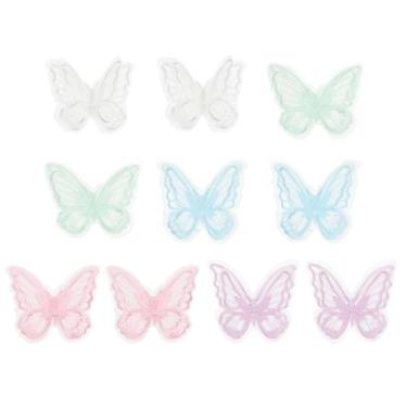 Imagem de PATIKIL 10 apliques de borboleta de renda bordada, 5 x 6,1 cm, aplique de ferro costurado em borboleta com aplique de organza de camada dupla para roupas, vestidos de casamento, bricolage, artesanato,