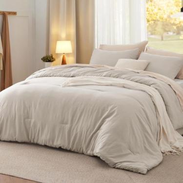 Imagem de Conjunto de Edredom Bedsure Queen Size 3 Peças - Linho Macio e Pré-Lav