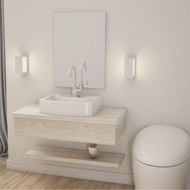 Imagem de Kit 2 Bancadas para Banheiro 80cm com Cuba Aria e Prateleira 805w Metrópole