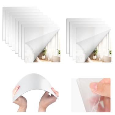 Imagem de Azulejos de espelho de acrílico de 30,48 cm x 30,5 cm, pacote com 12 espelhos quadrados de acrílico autoadesivos para academia, azulejos de espelho de comprimento total sem moldura, adesivos de parede