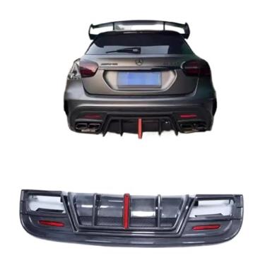 Imagem de Compatível para Mercedes Benz X156 GLA45 AMG 2014-2019 Fibra de carbono real Carro Pára-choques Frente Lip Traseiro Difusor Spoiler Capa Body Kit(Rear Lip)