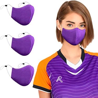 Imagem de Máscaras faciais respiráveis roxas com absorção de umidade, laváveis, leves, reutilizáveis, confortáveis, esportivas, para mulheres, homens, adolescentes, pacote com 3