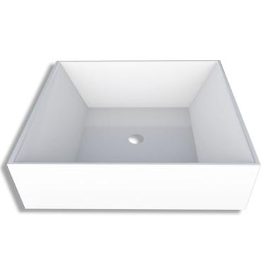 Imagem de Cuba de Apoio Prisma para Banheiro em Mármore Sintético com Base Branca 40cm - P88835 -...