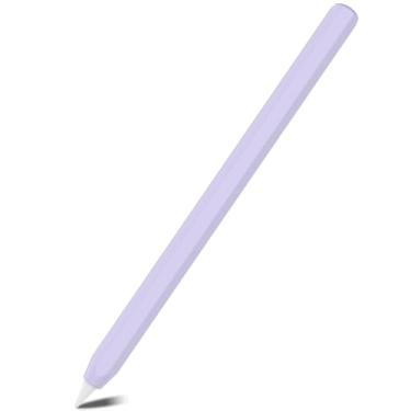 Imagem de SSS·GRGB Capa de silicone Apple Pencil compatível com Apple Pencil 2ª geração e Apple Pencil Pro, silicone ultrafino compatível com carregamento magnético e toque duplo (1 pacote, roxo claro)