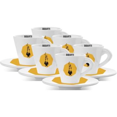 Imagem de Bialetti Conjunto de 6 xícaras de cappuccino amarelas com pires, porcelana