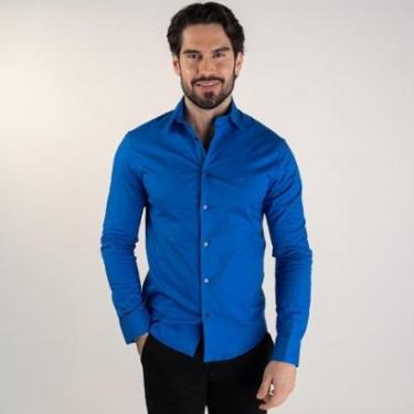 Imagem de Camisa Ellus Tricoline Slim Fit Azul Royal-Masculino