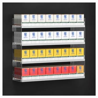 Imagem de Prateleiras de exibição de loja, suporte de exibição de cigarro, armário de exibição de parede de acrílico, suporte de exibição de cigarro de empurrador automático, suporte de parede de caixa de