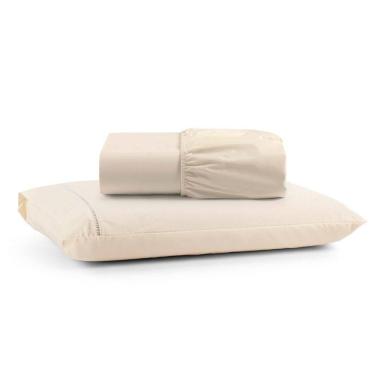 Imagem de Jogo Cama Lençol Bali Solteiro Percal 180 Fios 100% Algodão Ponto Palito 2 Peças - Palha