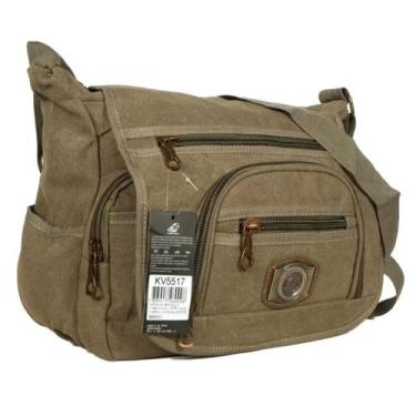 Imagem de Mochila bolsa transversal de lona marrom com uma alça reforçada kv5517