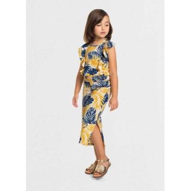 Imagem de Conjunto infantil menina folhas Mundi, 4, Azul