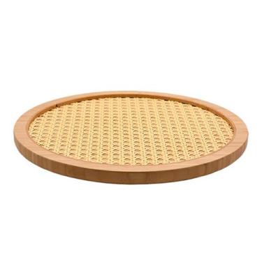 Imagem de Tábua de Bambu Palhinha Indiana com Base Giratória 30cm Oikos Serve e 