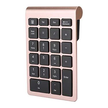 Imagem de Teclado numérico sem fio, mini teclado numérico com 22 teclas com receptor USB 2,4G para laptop/PC/desktop (ouro rosa)