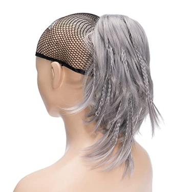 Imagem de IMISSU Presilha de rabo de cavalo trançada artesanal em extensões de cabelo rabo de cavalo (Cinza)