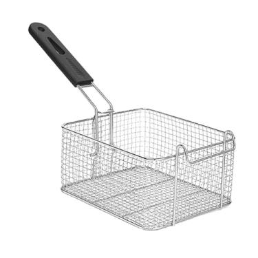 Imagem de Generic Fritadeira de aço inoxidável, suporte para batatas fritas com alça, cesta de servir para frango, asa, anéis de cebola, churrasco, casa, 19.7cmx17cmx10cm