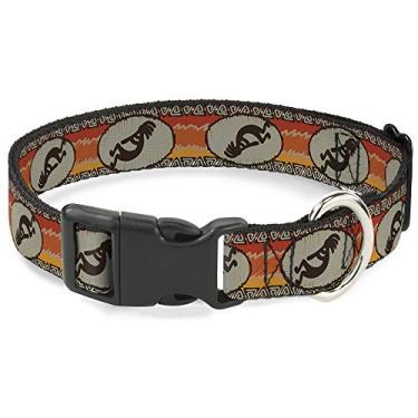 Imagem de Buckle-Down Coleira com clipe de plástico - Ícone Kokopelli/marrom ocidental/vermelho - 2,54 cm de largura - Serve para pescoço de 28 a 43,18 cm - Médio