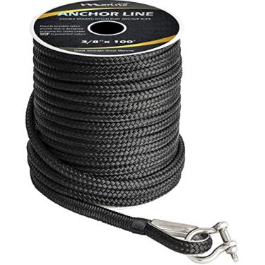 Imagem de MARINE SYSTEM Corda de ancoragem trançada dupla de nylon preto e cinza feita de 3/8 polegadas 30 pés 3/8 pés 100 pés (3/8" x 100' nylon preto)
