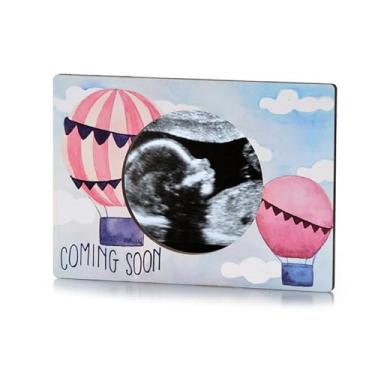 Imagem de Moldura magnética MBHB 12 x 18 cm, design exclusivo em aquarela, estrutura de madeira durável, ideal para fotos de ultrassom, molduras magnéticas para geladeira, geladeira, balões de ar quente