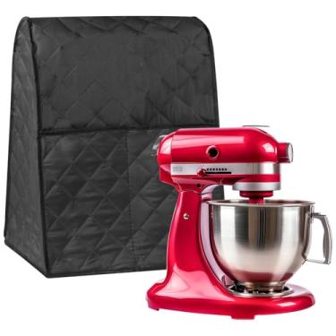 Imagem de Aunifun Batedeira de suporte à prova de poeira capa de liquidificador resistente a manchas com bolso para acessórios de utensílios de cozinha, resistente à água e fácil limpeza (preto)