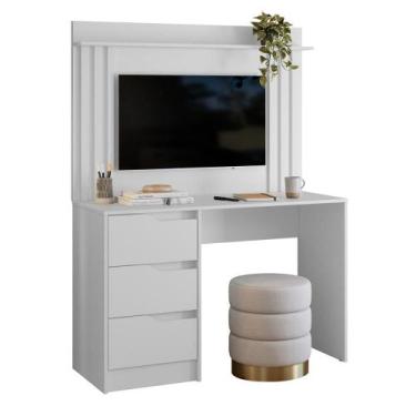 Imagem de Escrivaninha com Painel Doble Ripado 120cm 3 Gavetas - ALBATROZ MOVEIS