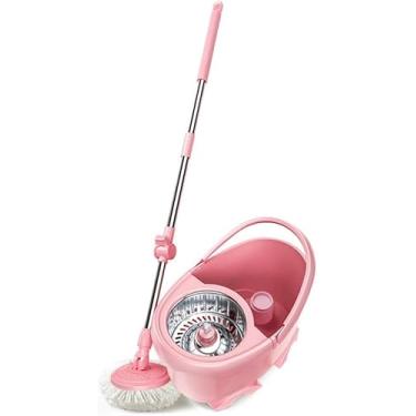 Imagem de Esfregão Giratório E Conjunto De Esfregão De Microfibra - 360 Esfregão Giratório Mágico E Para Limpeza De Piso De Lamita Haood, Pink, 4 MOP HEADS