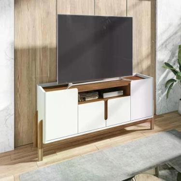 Imagem de Rack Lizz 190 cm - Casa D, Branco/Cedro