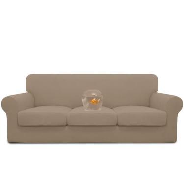 Imagem de Capa de sofá fácil de usar, impermeável, elástica para sofá de 3 almof