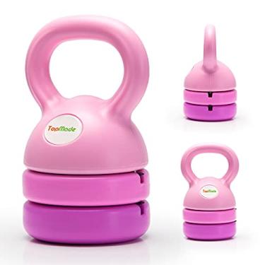 Imagem de TopMade Conjunto de pesos ajustáveis Kettlebell ferro fundido exercício fitness chaleira bola aderência (rosa - 5,4 kg)
