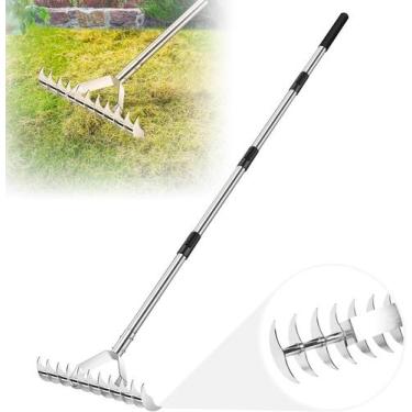 Imagem de Ancinho de palha CAROD 62 com alça ajustável, 11 dentes de aço