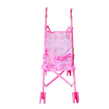 Imagem de Carrinho De Boneca Infantil De Passeio Plástico Rosa 50cm