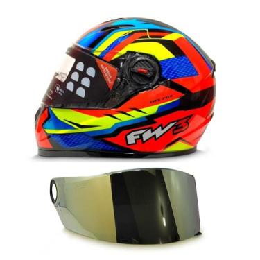 Imagem de Capacete Moto Fechado Fw3 Modelo Gtx Fox Mais Viseira Adicional, Laran