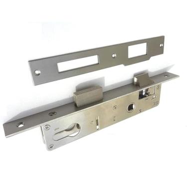 Imagem de Fechadura de porta, fechadura de encaixe de aço inoxidável, fechadura de moldura tubular fechadura de encaixe estreita de 85 mm Backset de trava tubular de 25 mm Fechadura de porta de portão de aço