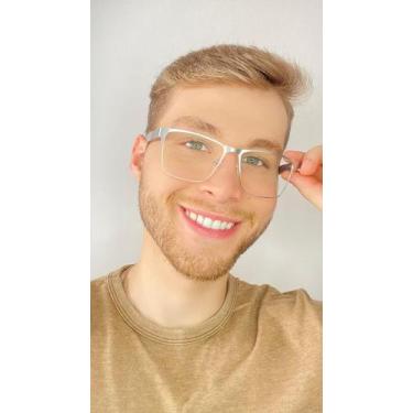 Imagem de Armação Óculos Grau Masculino Quadrado Burundi Prata - Palas Eyewear