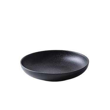 Imagem de URGDWEKJY Bandeja de jantar preta criativa cerâmica fosco prato de comida ocidental personalizado prato de legumes prato de salada de frutas prato de massa para casa prato fundo prato de jantar (preto