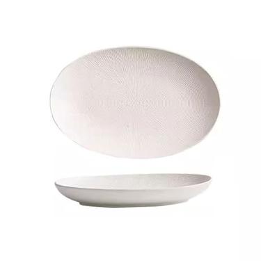 Imagem de URGDWEKJY Tigela de salada leve de luxo para uso doméstico, utensílios de mesa criativos comerciais, prato requintado de peixe cozido no vapor tigela de frutas (B, médio)