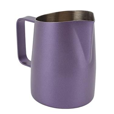 Imagem de Jarro para espumar leite de café, copo de espumador de leite de aço inoxidável, boca incisiva, jarra de espuma de leite, jarro de café para cafeteria (roxo) (600 ml)