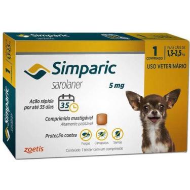 Imagem de Simparic 5mg Antipulgas para Cães 1,3Kg a 2,5Kg 1 Comprimido - Zoetis