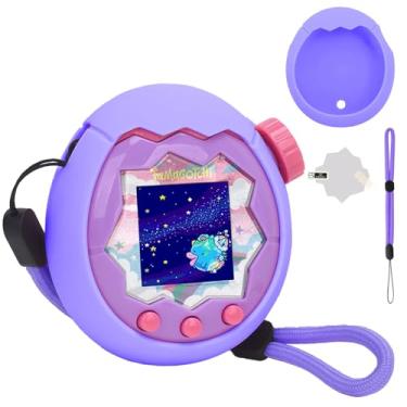 Imagem de YouKnow Capa de silicone para animal de estimação digital de brinquedo interativo Tamagotchi Paradise, com protetor de tela e alça de pulso (roxo)